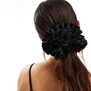 MNG Oversized Ruffle Scrunchie in Black